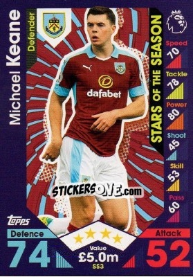 Sticker Michael Keane - English Premier League 2016-2017. Match Attax Extra - Topps