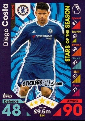 Sticker Diego Costa - English Premier League 2016-2017. Match Attax Extra n. SS4 - Topps