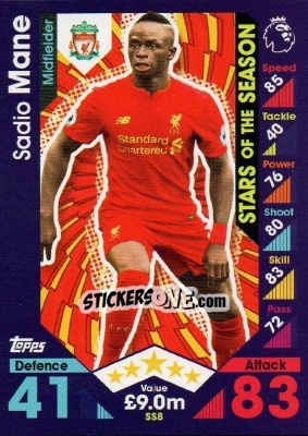 Sticker Sadio Mane - English Premier League 2016-2017. Match Attax Extra n. SS8 - Topps