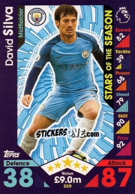 Sticker David Silva - English Premier League 2016-2017. Match Attax Extra n. SS9 - Topps