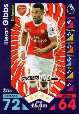 Sticker Kieran Gibbs - English Premier League 2016-2017. Match Attax Extra - Topps