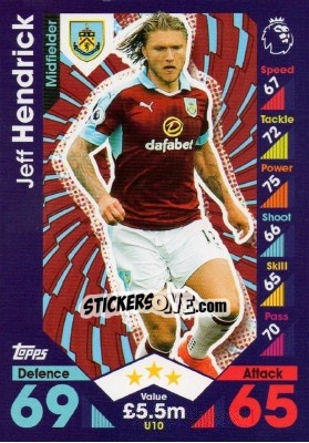 Sticker Jeff Hendrick - English Premier League 2016-2017. Match Attax Extra - Topps