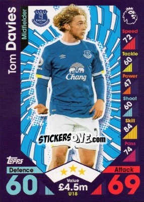 Cromo Tom Davies - English Premier League 2016-2017. Match Attax Extra - Topps