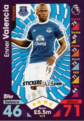 Sticker Enner Valencia - English Premier League 2016-2017. Match Attax Extra n. U19 - Topps