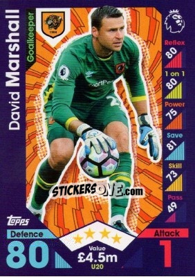 Sticker David Marshall - English Premier League 2016-2017. Match Attax Extra - Topps