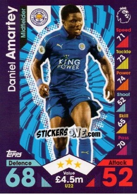 Sticker Daniel Amartey - English Premier League 2016-2017. Match Attax Extra n. U22 - Topps