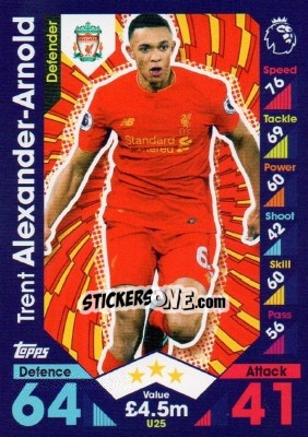 Sticker Trent Alexander-Arnold - English Premier League 2016-2017. Match Attax Extra n. U25 - Topps
