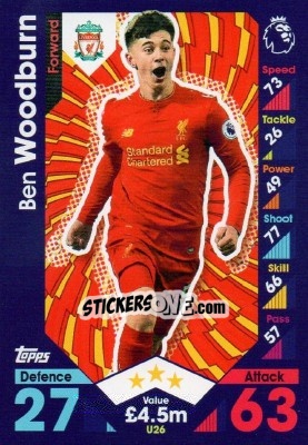 Figurina Ben Woodburn - English Premier League 2016-2017. Match Attax Extra - Topps