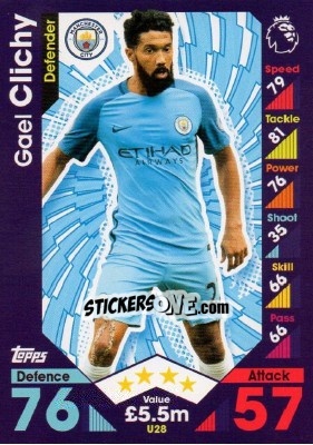 Sticker Gael Clichy - English Premier League 2016-2017. Match Attax Extra - Topps