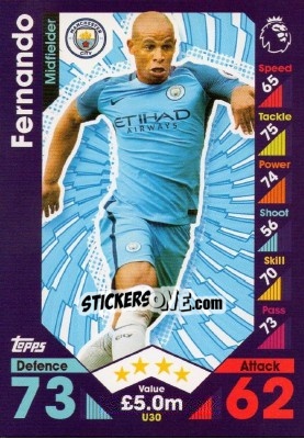 Sticker Fernando - English Premier League 2016-2017. Match Attax Extra n. U30 - Topps