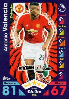 Sticker Antonio Valencia - English Premier League 2016-2017. Match Attax Extra - Topps