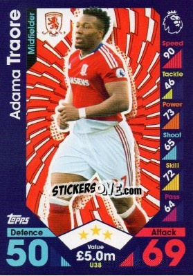 Sticker Adama Traore - English Premier League 2016-2017. Match Attax Extra - Topps