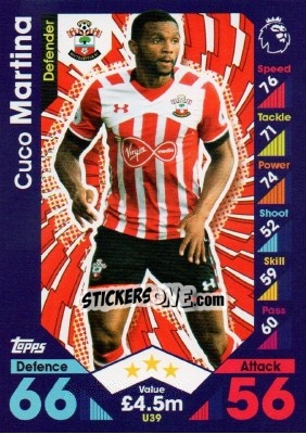 Sticker Cuco Martina - English Premier League 2016-2017. Match Attax Extra - Topps