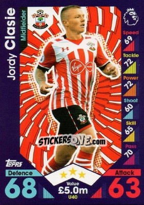 Cromo Jordy Clasie - English Premier League 2016-2017. Match Attax Extra - Topps