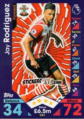 Sticker Jay Rodriguez - English Premier League 2016-2017. Match Attax Extra - Topps