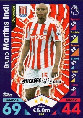 Cromo Bruno Martins Indi - English Premier League 2016-2017. Match Attax Extra - Topps