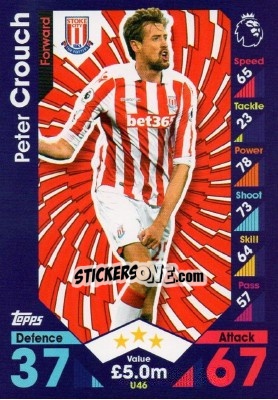 Sticker Peter Crouch - English Premier League 2016-2017. Match Attax Extra - Topps