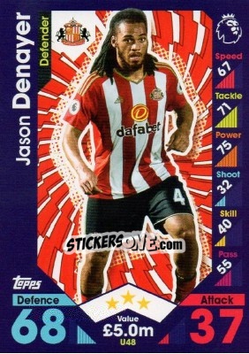 Sticker Jason Denayer - English Premier League 2016-2017. Match Attax Extra n. U48 - Topps