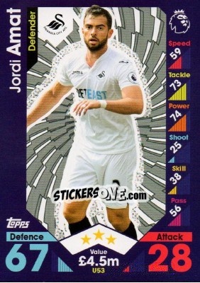 Cromo Jordi Amat - English Premier League 2016-2017. Match Attax Extra - Topps