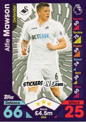 Sticker Alfie Mawson - English Premier League 2016-2017. Match Attax Extra - Topps