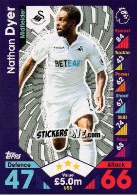 Cromo Nathan Dyer - English Premier League 2016-2017. Match Attax Extra - Topps