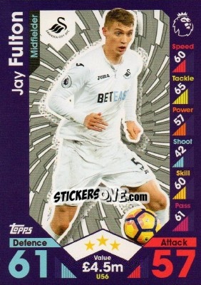 Sticker Jay Fulton - English Premier League 2016-2017. Match Attax Extra - Topps