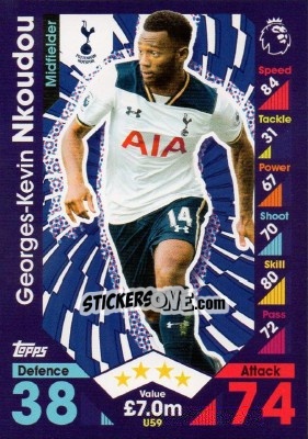 Sticker Georges-Kevin Nkoudou - English Premier League 2016-2017. Match Attax Extra - Topps