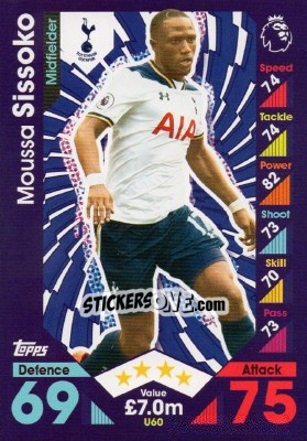 Sticker Moussa Sissoko - English Premier League 2016-2017. Match Attax Extra n. U60 - Topps