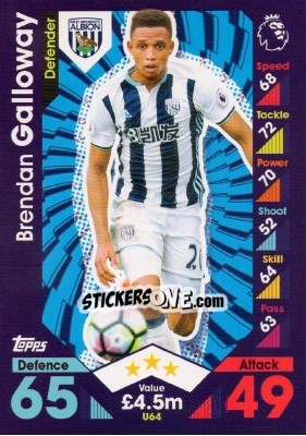 Figurina Brendan Galloway - English Premier League 2016-2017. Match Attax Extra - Topps