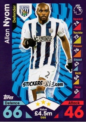 Sticker Allan Nyom - English Premier League 2016-2017. Match Attax Extra - Topps