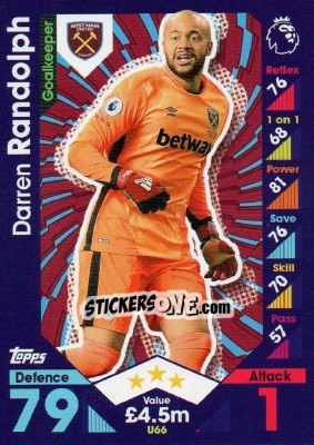 Sticker Darren Randolph - English Premier League 2016-2017. Match Attax Extra - Topps