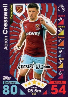 Cromo Aaron Cresswell - English Premier League 2016-2017. Match Attax Extra - Topps