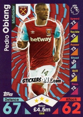Cromo Pedro Obiang - English Premier League 2016-2017. Match Attax Extra - Topps