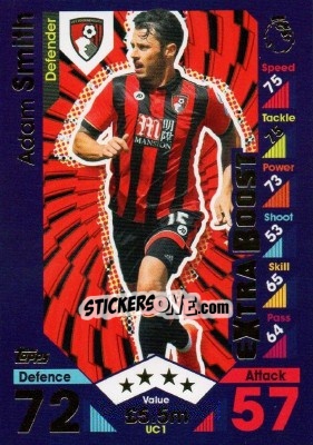 Sticker Adam Smith - English Premier League 2016-2017. Match Attax Extra - Topps