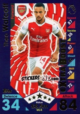Sticker Theo Walcott - English Premier League 2016-2017. Match Attax Extra n. UC4 - Topps