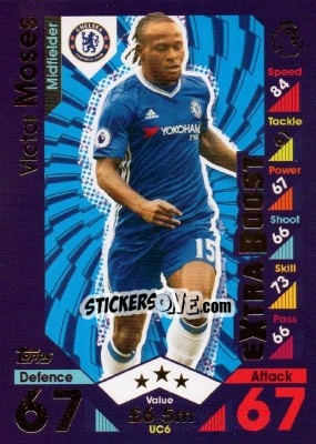 Sticker Victor Moses - English Premier League 2016-2017. Match Attax Extra n. UC6 - Topps