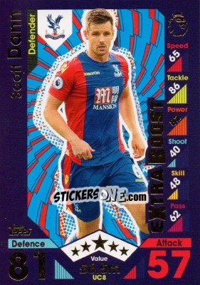 Sticker Scott Dann - English Premier League 2016-2017. Match Attax Extra - Topps