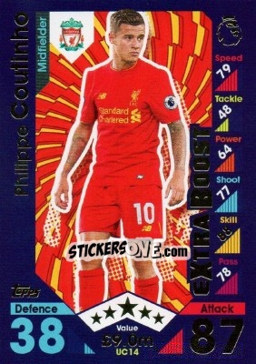 Sticker Philippe Coutinho - English Premier League 2016-2017. Match Attax Extra - Topps