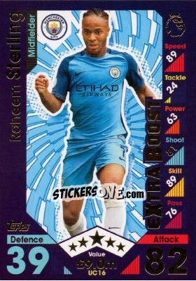 Sticker Raheem Sterling - English Premier League 2016-2017. Match Attax Extra n. UC16 - Topps