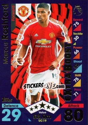 Sticker Marcus Rashford - English Premier League 2016-2017. Match Attax Extra n. UC19 - Topps