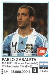 Sticker Pablo Zabaleta - Brazil 2014 - Rafo