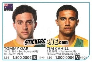 Sticker Tommy Oar / Tim Cahill - Brazil 2014 n. 36 - Rafo