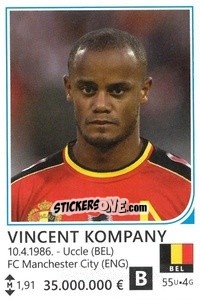 Sticker Vincent Kompany - Brazil 2014 n. 52 - Rafo