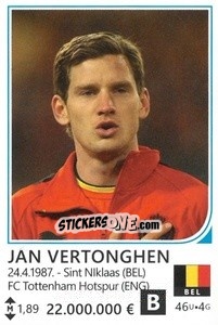 Sticker Jan Vertonghen - Brazil 2014 n. 55 - Rafo