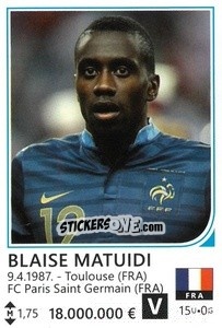 Sticker Blaise Matuidi - Brazil 2014 n. 157 - Rafo