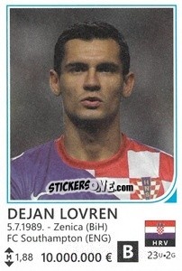 Sticker Dejan Lovren - Brazil 2014 n. 205 - Rafo
