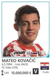 Sticker Mateo Kovacic - Brazil 2014 n. 211 - Rafo