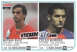 Sticker Bryan Ruiz / Celso Borges - Brazil 2014 n. 282 - Rafo