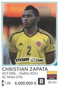 Sticker Cristian Zapata - Brazil 2014 n. 286 - Rafo
