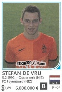 Sticker Stefan De Vrij - Brazil 2014 n. 339 - Rafo